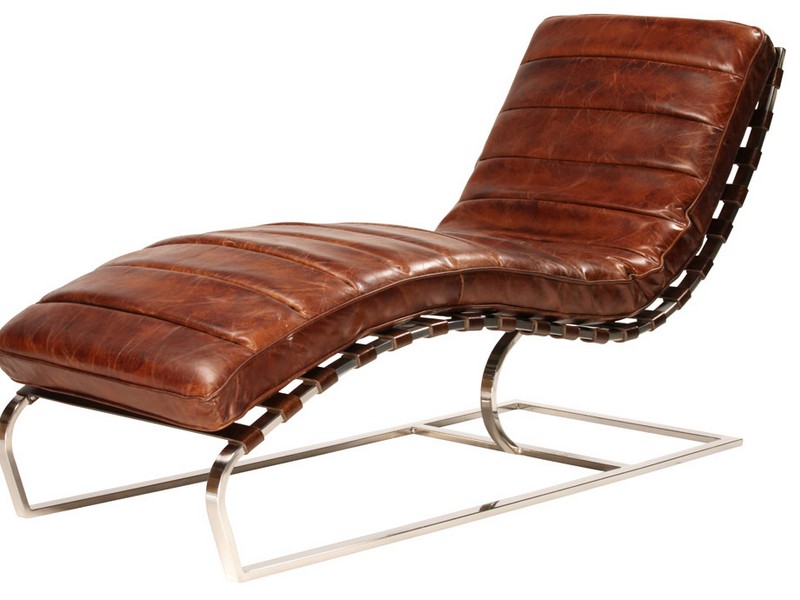 Brown Leather Chaise Lounge