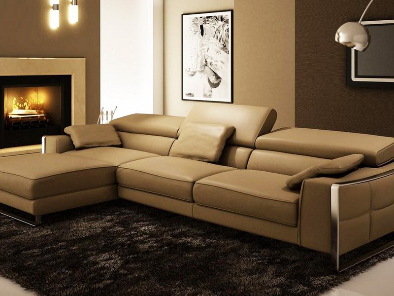 Brown Leather Chaise Sofa