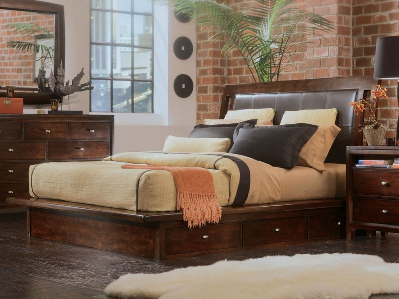 Brown Leather Headboard Queen