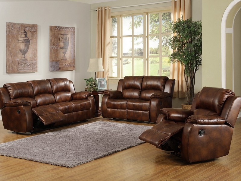 Brown Reclining Sofa Set