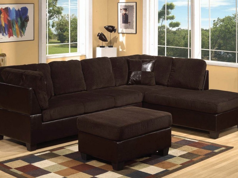 Brown Sectional With Ottoman