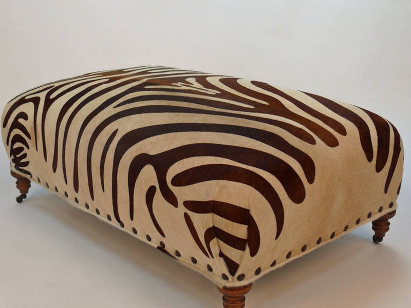 Brown Zebra Print Ottoman