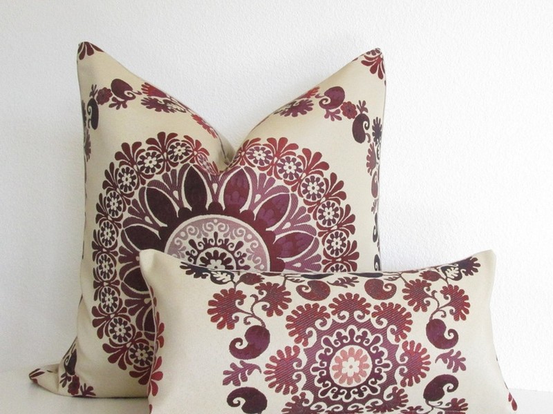 Burgundy And Tan Throw Pillows