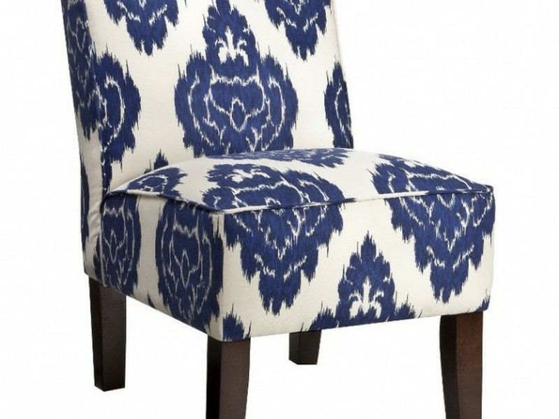 Burke Armless Slipper Chair Blue Diamonds