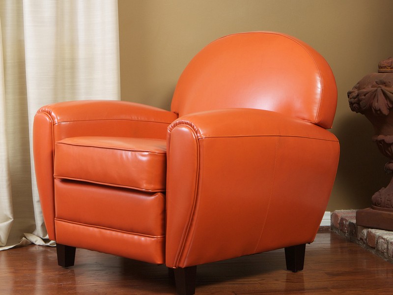 Burnt Orange Leather Ottoman