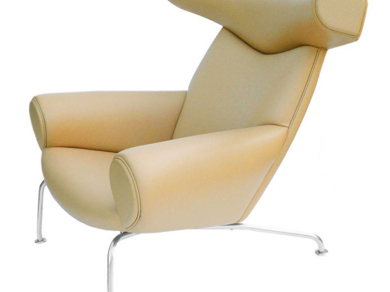 Camel Leather Chair And Ottoman