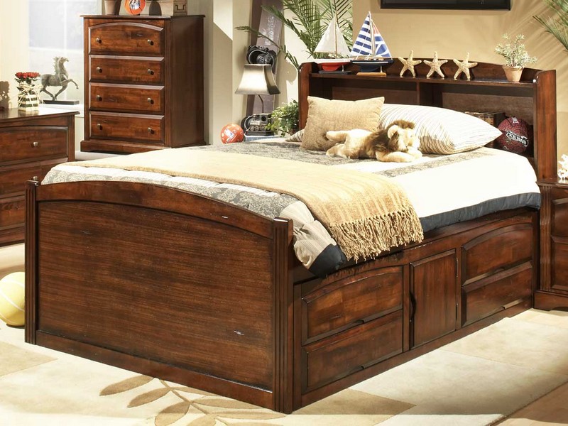 Captains Bed Queen Oak