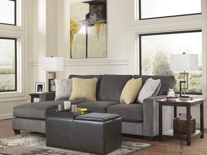 Charcoal Gray Sectional Sofa With Chaise Lounge