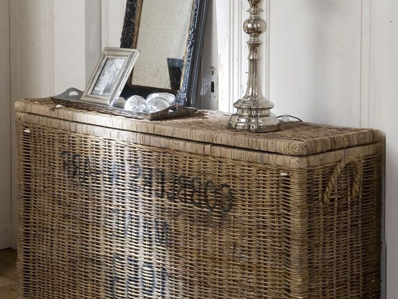 Console Table With Wicker Baskets