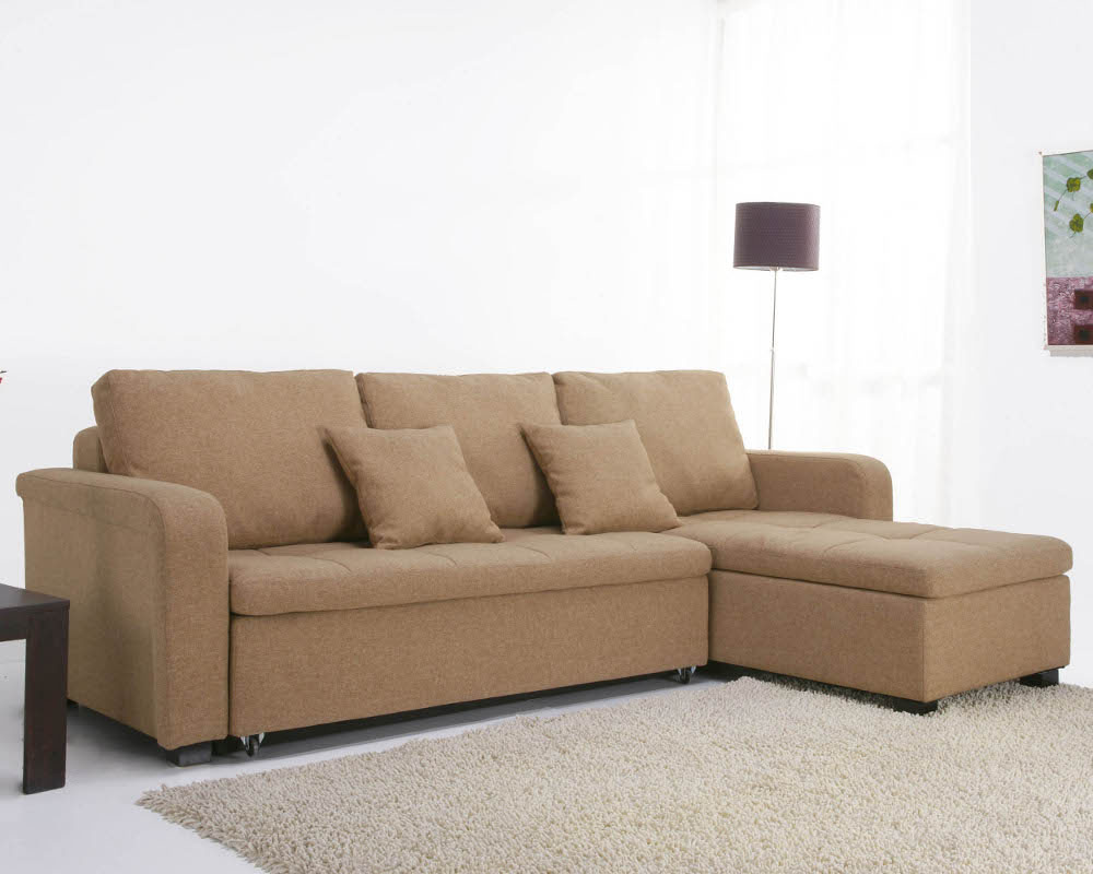 Convertible Sectional Sofa Bed Camel Chocolate