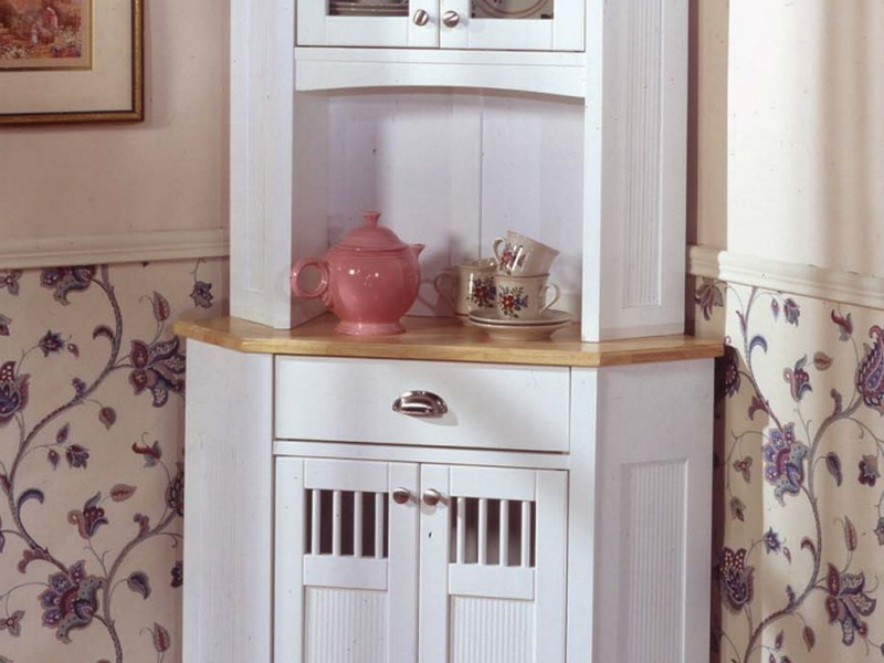 Corner Kitchen Hutch White