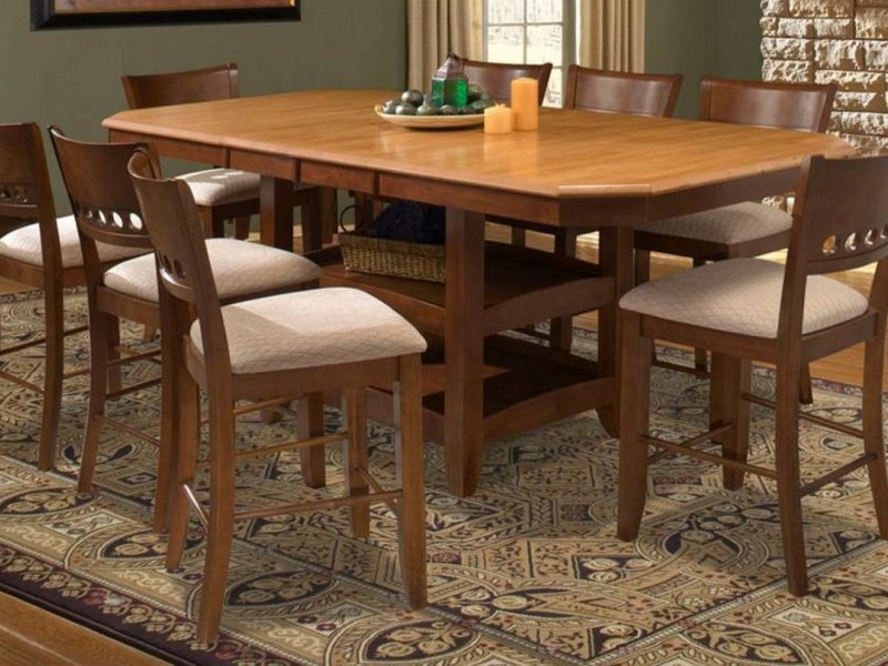 Counter Height Pedestal Table With Leaf