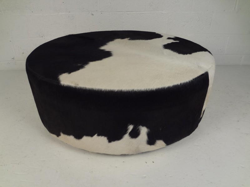 Cowhide Ottoman Round