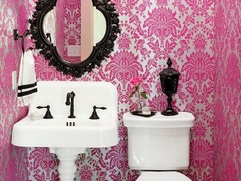 Damask Wallpaper Bathroom Ideas