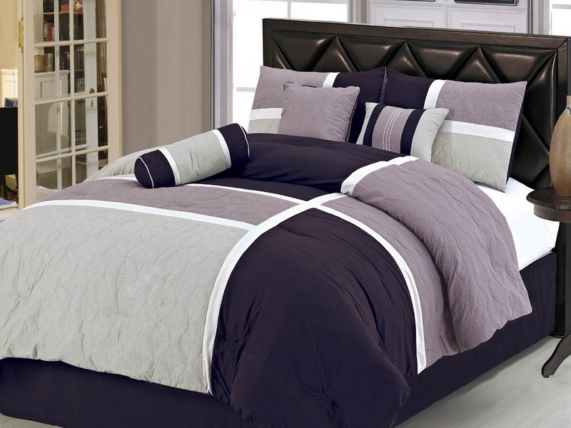 Dark Purple And Grey Bedding