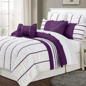 Dark Purple And White Bedding