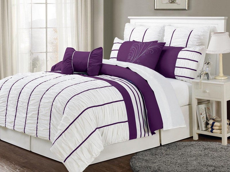 Dark Purple And White Bedding