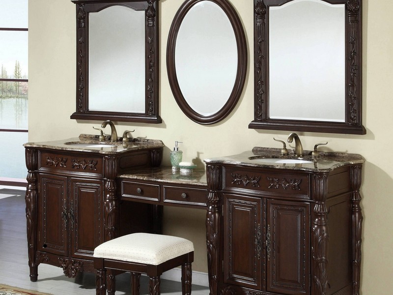 Dark Wood Framed Bathroom Mirrors