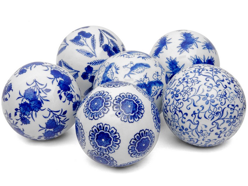 Decorative Ceramic Balls Blue White