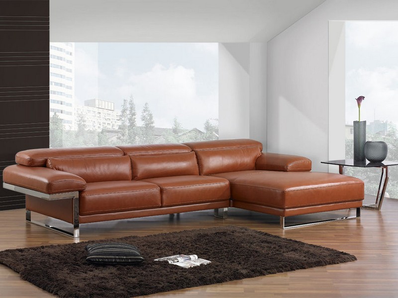 Deep Leather Sectional Sofa