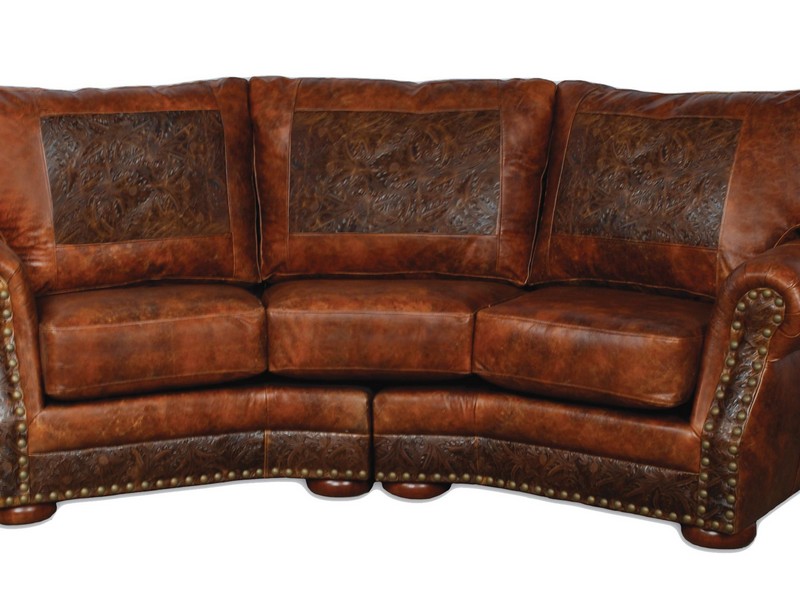 Distressed Brown Leather Sectional