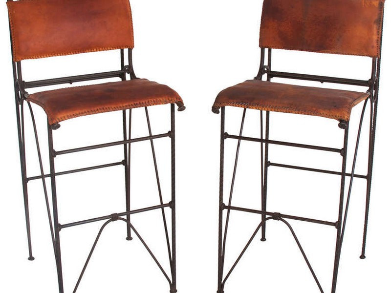 Distressed Leather Bar Stools