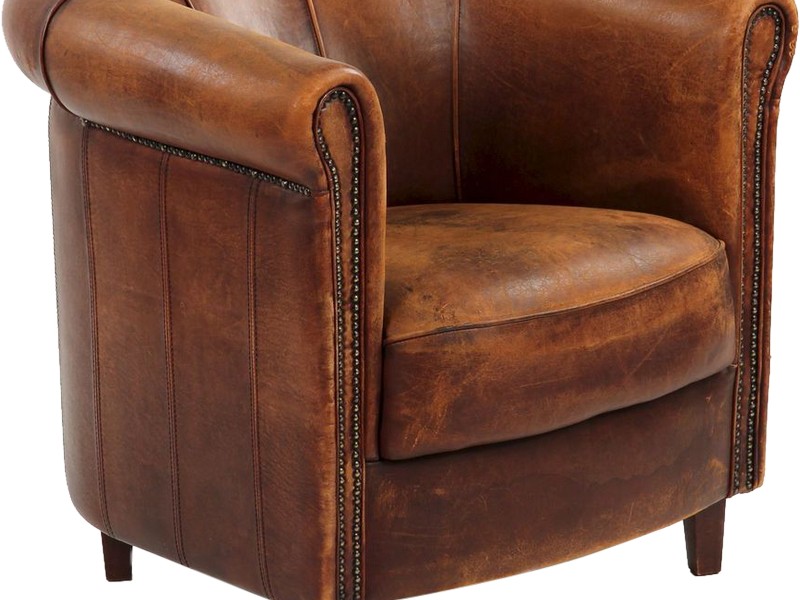 Distressed Leather Club Chair