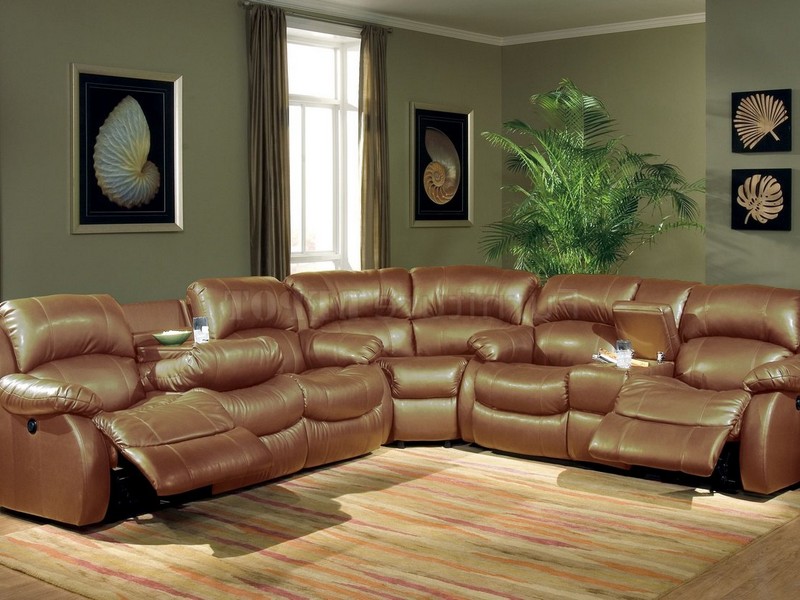 Distressed Leather Reclining Sectional