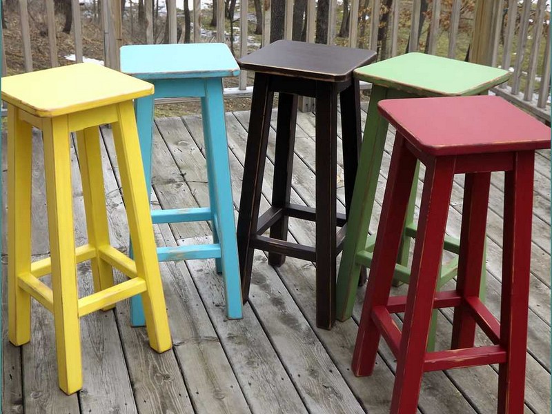 Distressed Painted Bar Stools