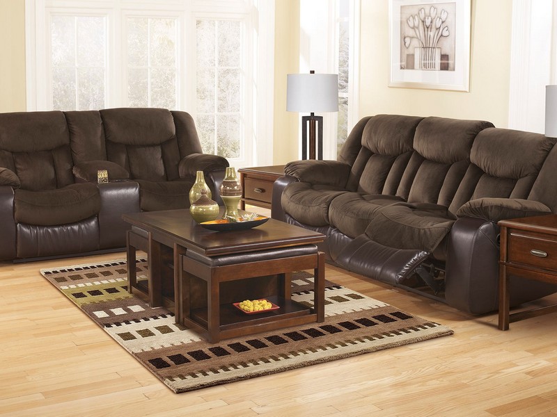 Double Recliner Sofa With Console