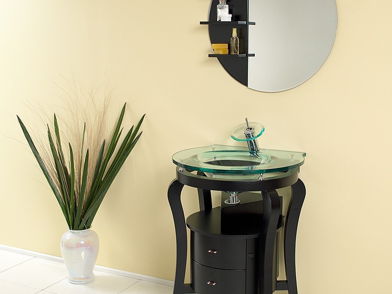 Espresso Bathroom Mirror With Shelf