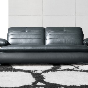 Ethan Allen Black Leather Sofa