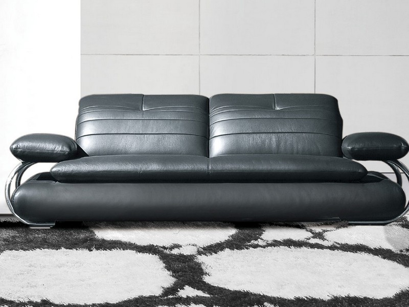 Ethan Allen Black Leather Sofa