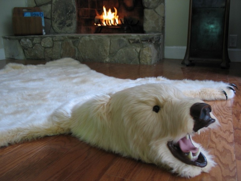 Faux Bear Skin Rug White