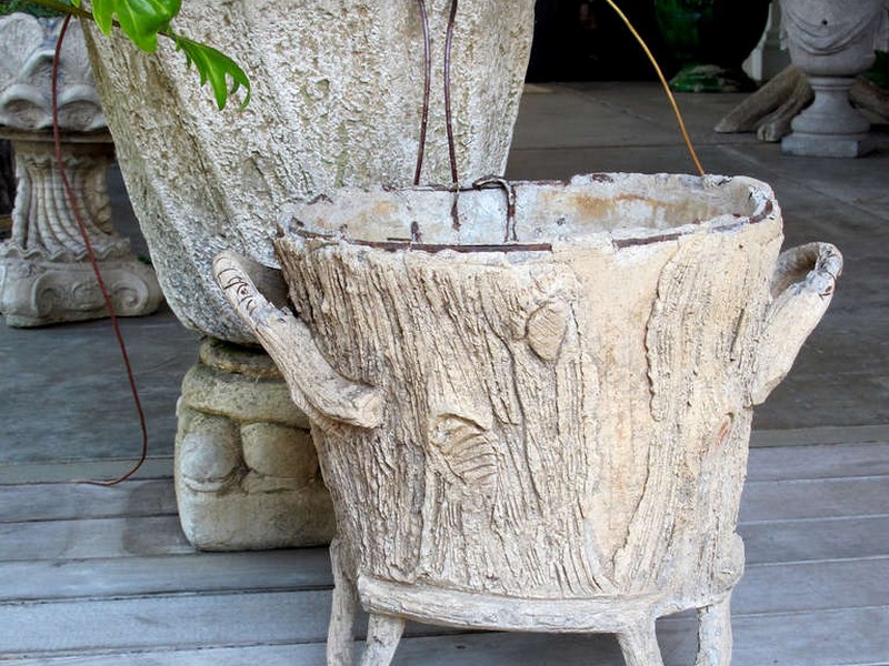 Faux Bois Concrete Planters