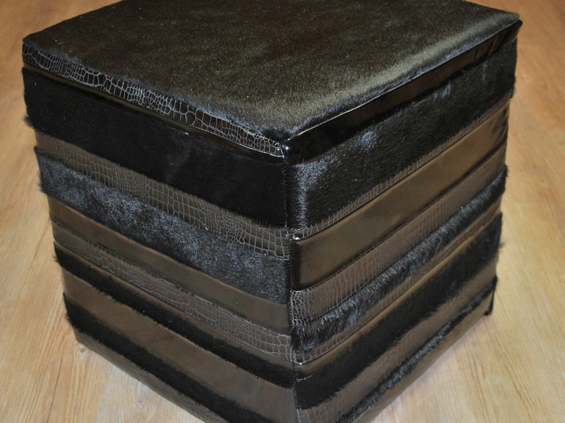 Faux Cowhide Ottoman Cube