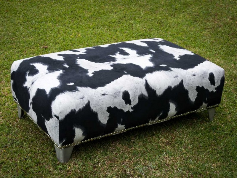 Faux Cowhide Ottoman