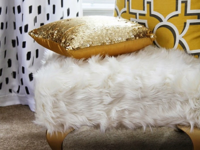 Faux Fur Ottoman Cover