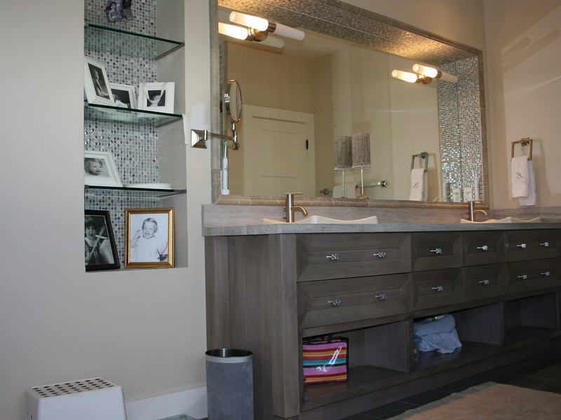 Framed Bathroom Mirror With Shelf