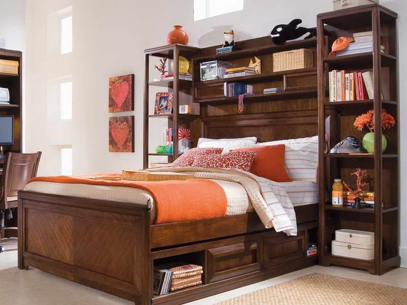 Full Size Bed With Storage Headboard