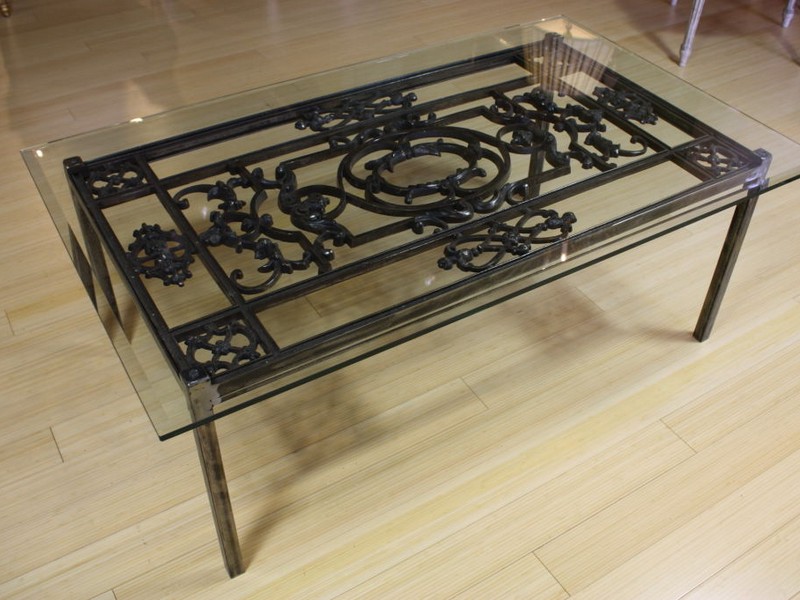 Glass And Iron Coffee Table