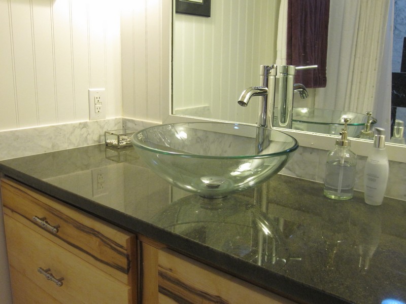 Glass Tile Bathroom Countertop