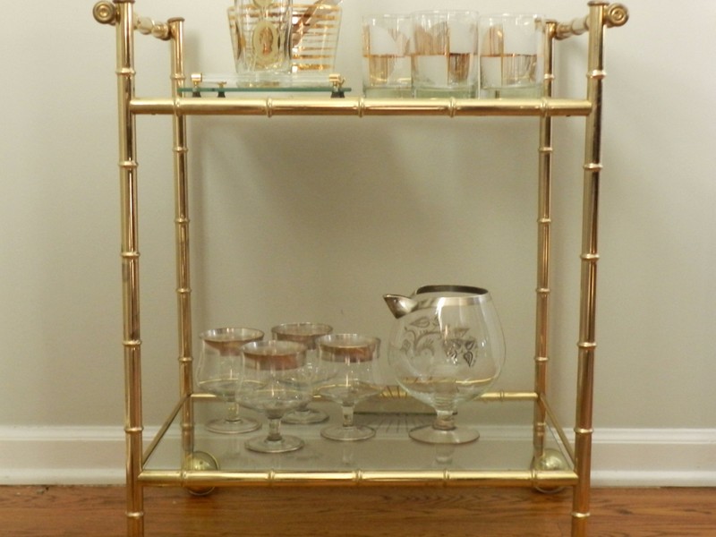 Gold Bamboo Bar Cart