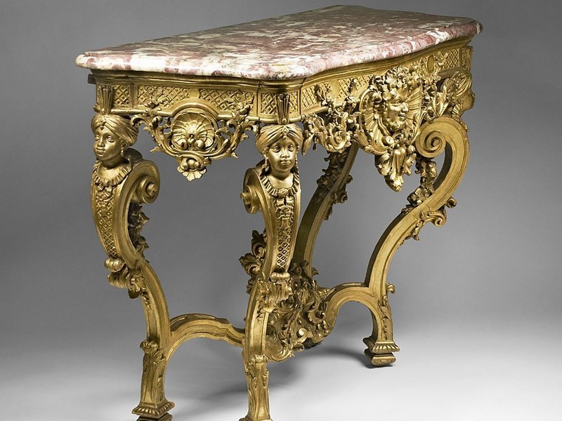 Gold Console Table Marble Top