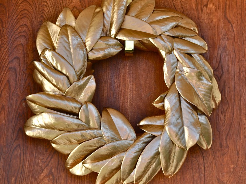 Gold Magnolia Leaf Wreath