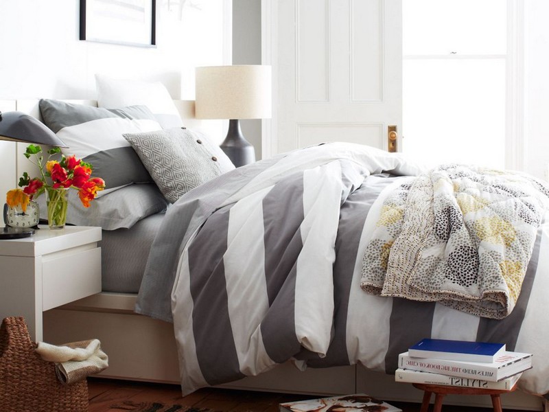 Gray And White Striped Duvet Cover