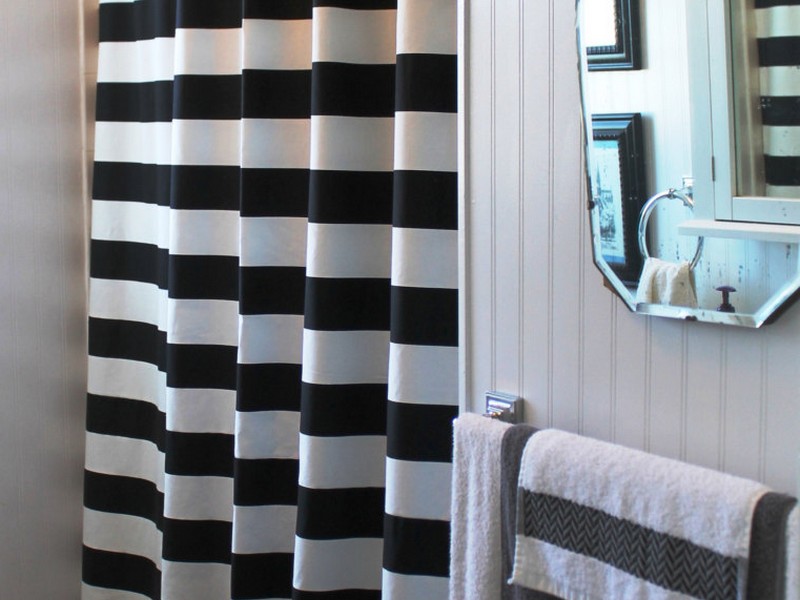 Gray And White Striped Shower Curtain