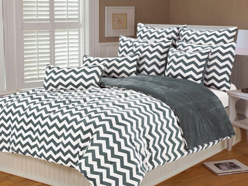 Gray Chevron Bedding Queen