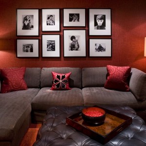 Gray Couch Red Pillows