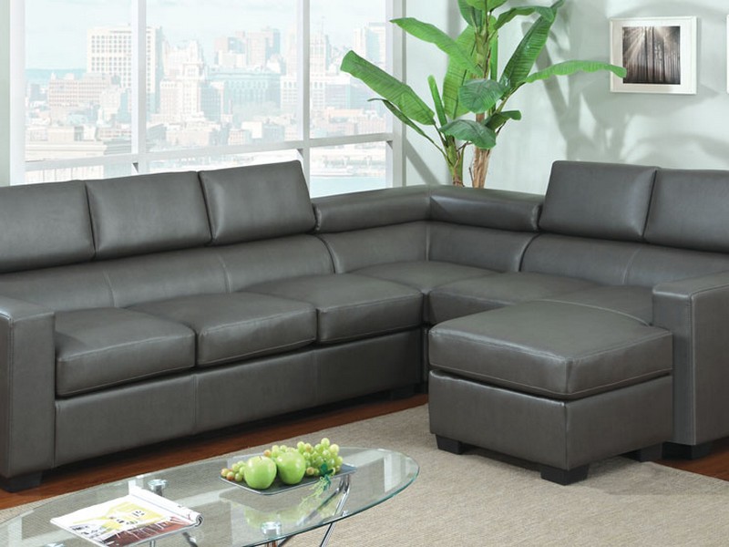 Gray Leather Sectional Sofa